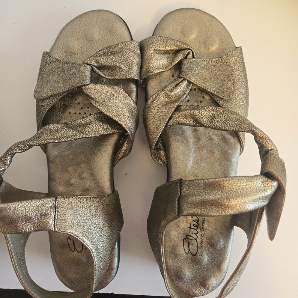 Elites by Walking Cradles‎ Womens Sandals Metallic Size 10W Leather